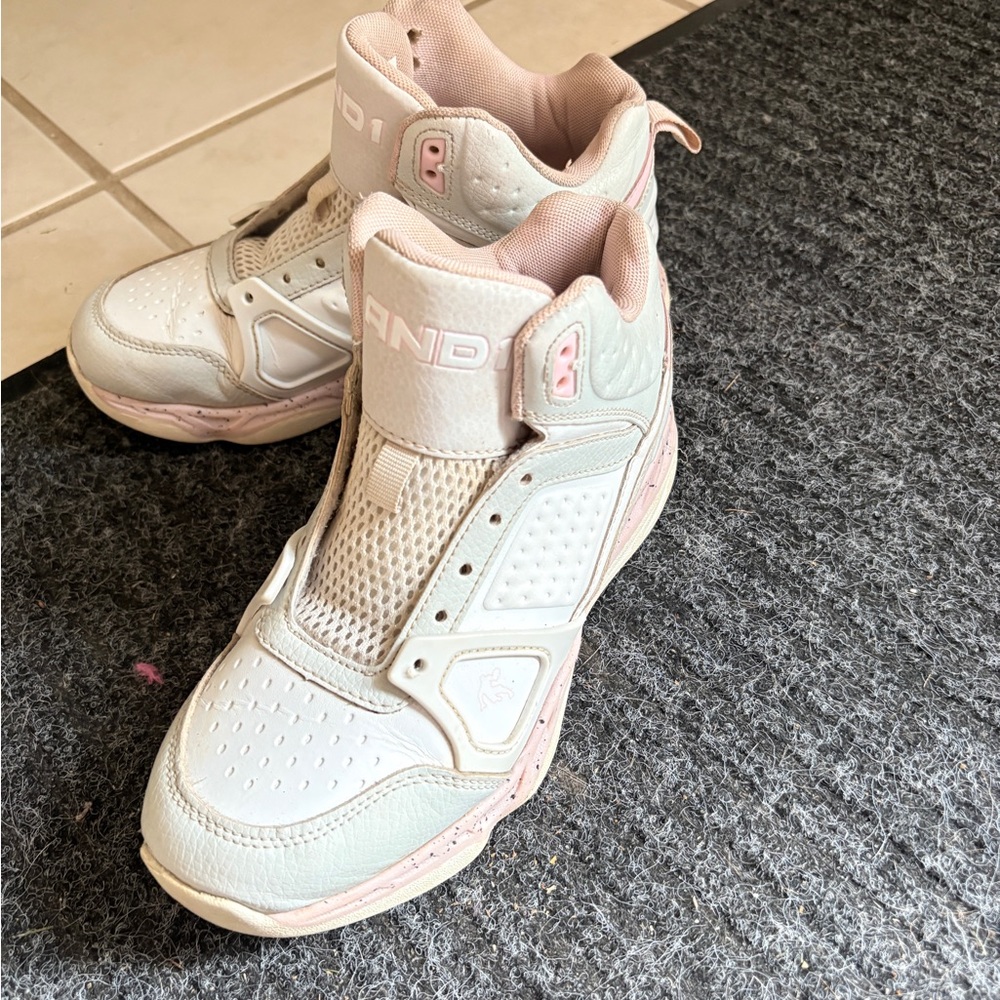 AND 1 white and Pink hightops